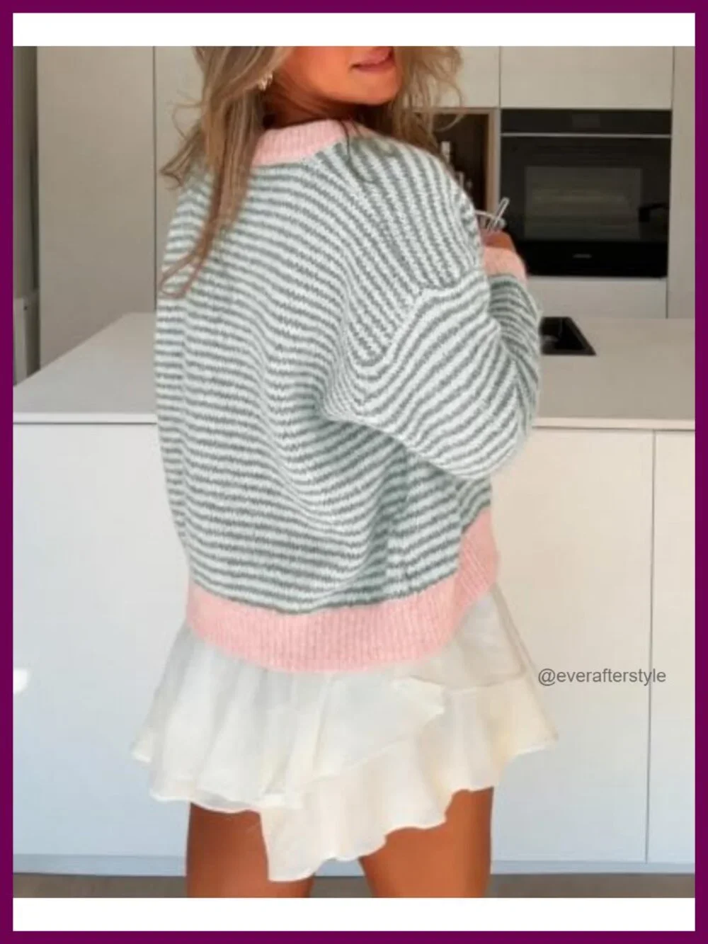 Women's Striped Knit Cardigan Long Sleeve Button Up Oversized Lightweight